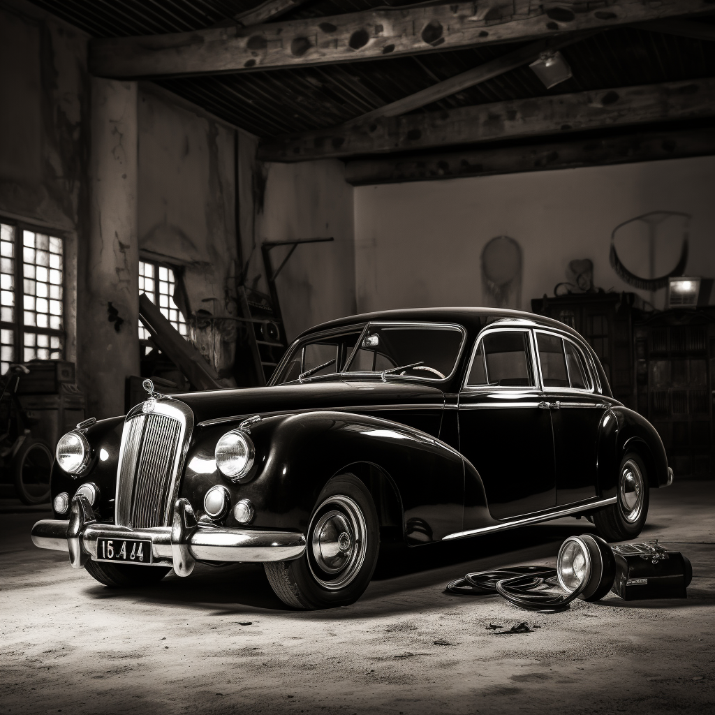 Old Classic Car in Garage