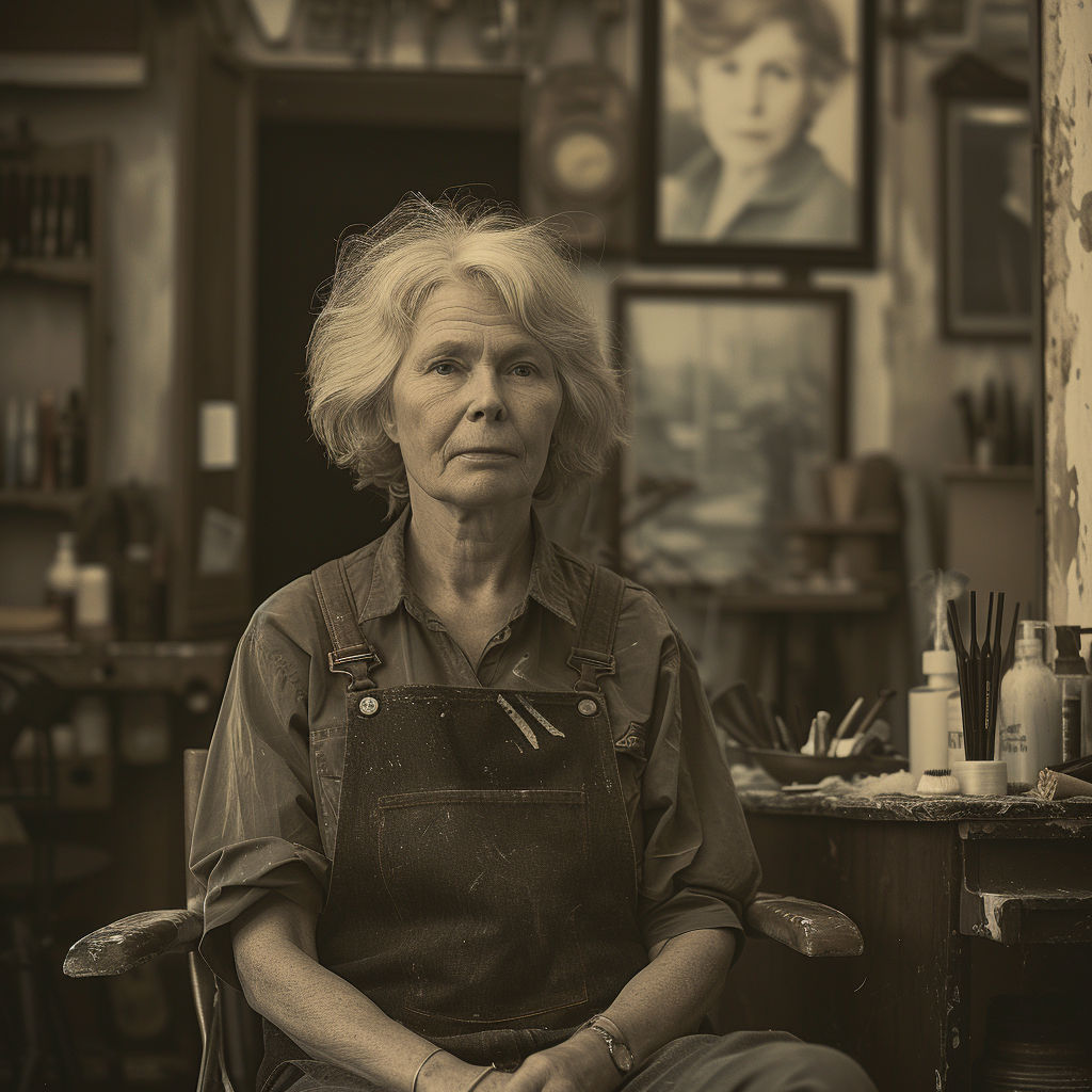 Vintage Hair Stylist in Sepia