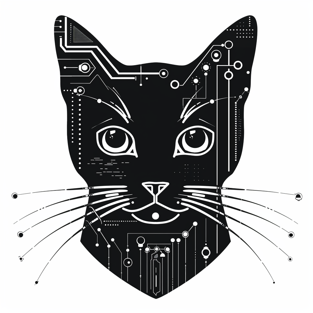 Simple cat logo in black and white