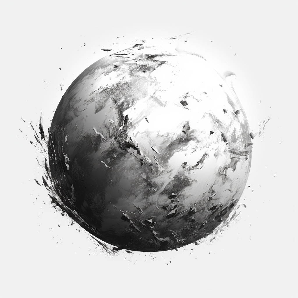 Black and white sketch of planet earth