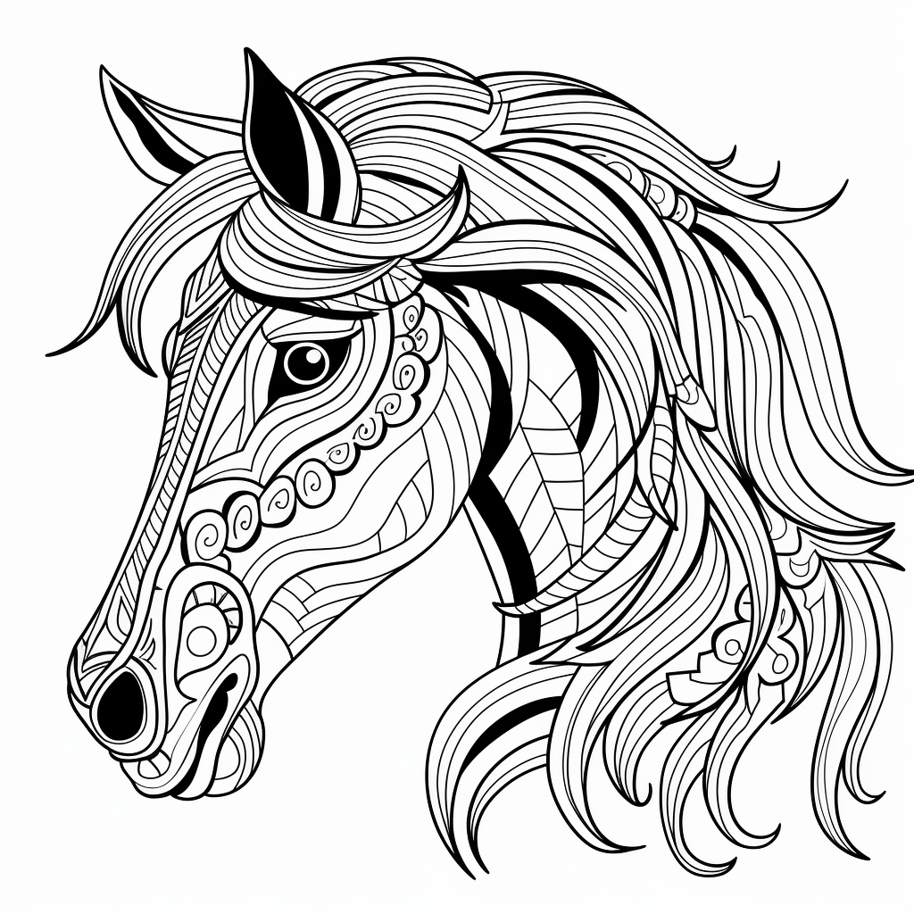 Smiling horse zentangle line art