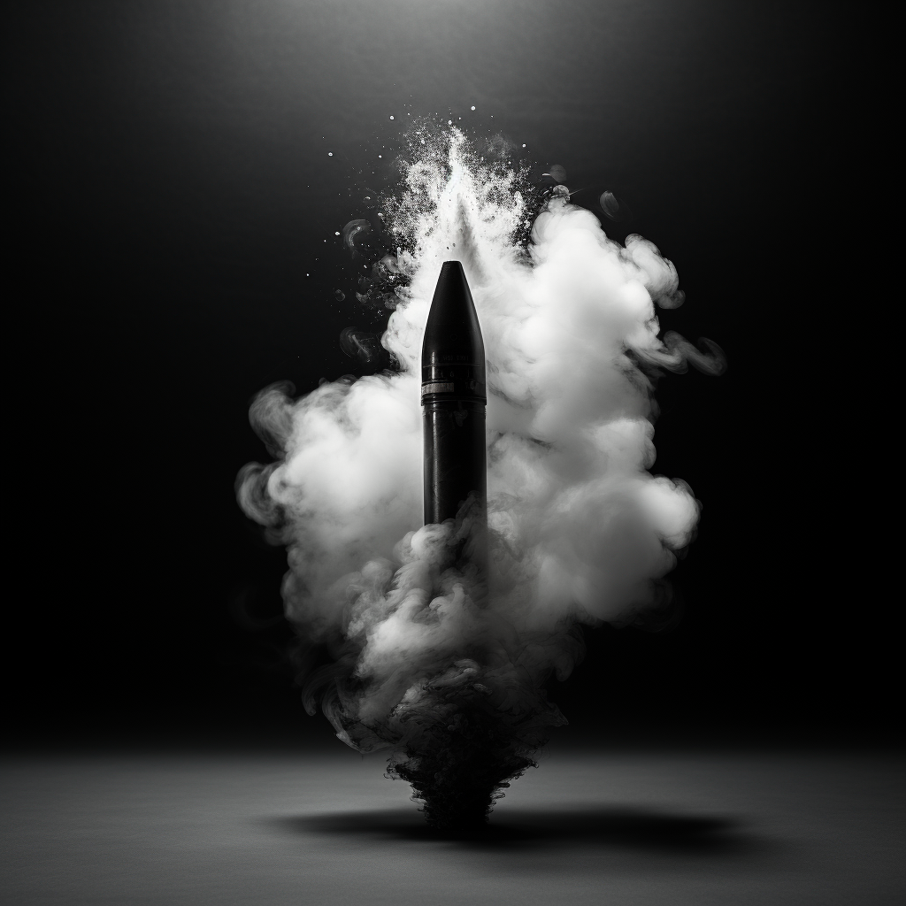 Realistic bullet shaped  a  with smoke