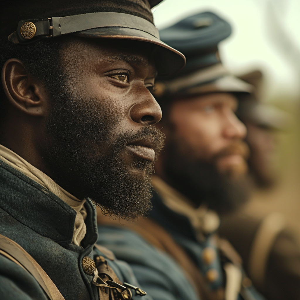 Historical Image of Black and White Soldiers in Union Army