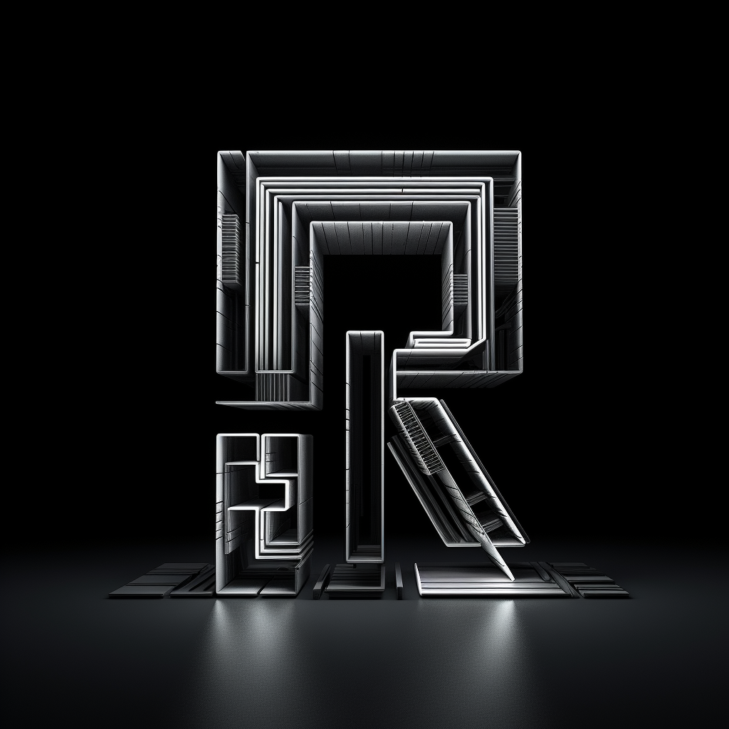 Black and white logo of letters RY with ampersand