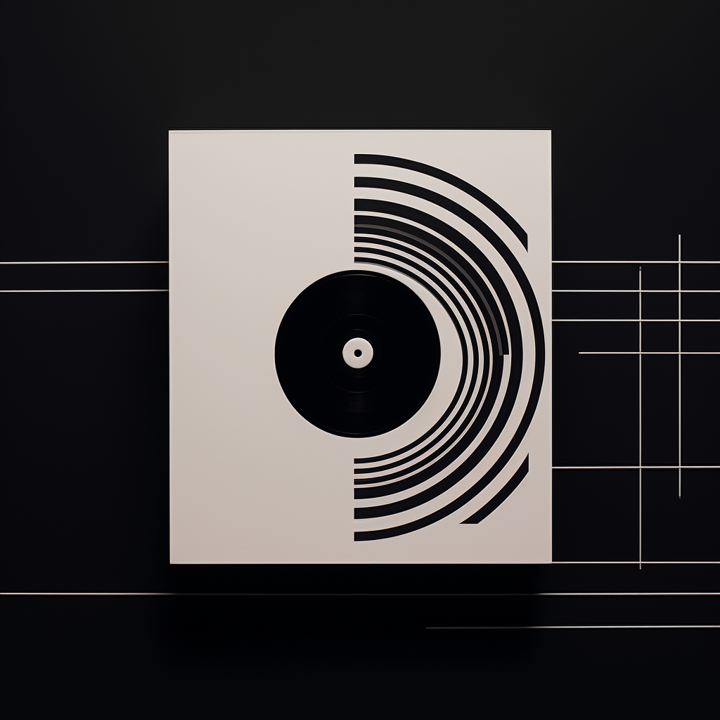 Music record logo in black and white