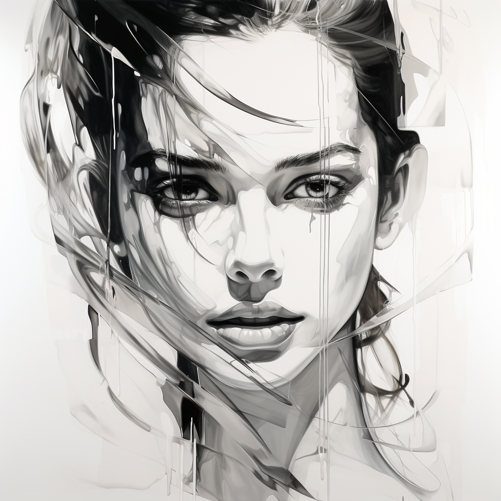 Beautiful black and white style woman drawings