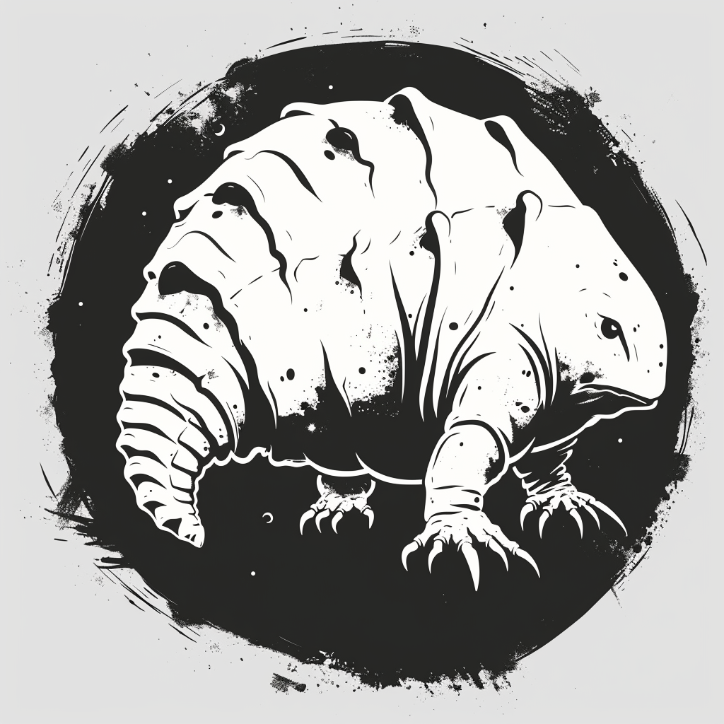 Black White Tardigrade Silhouette Illustration