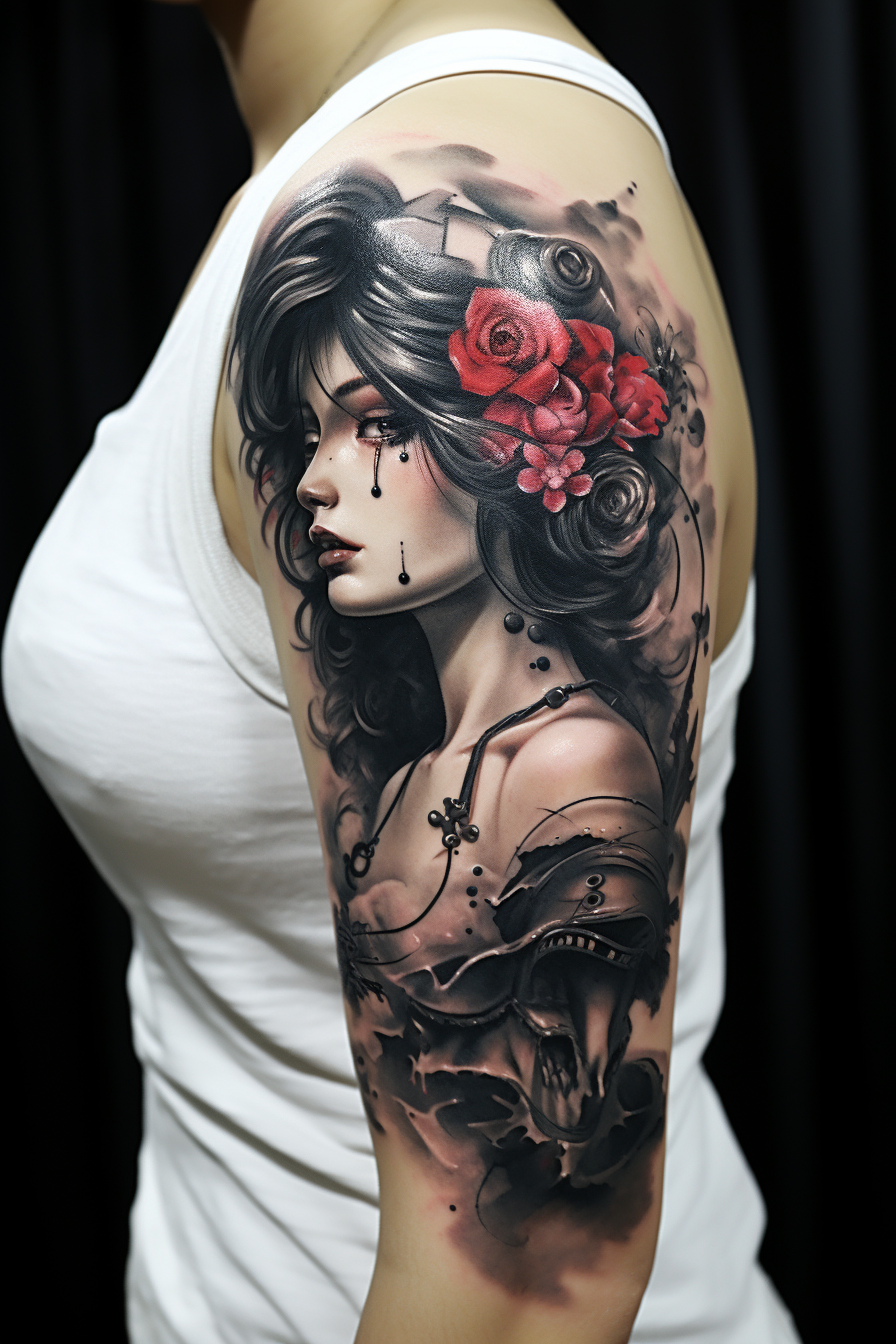 Stunning black and white tattoo ink art