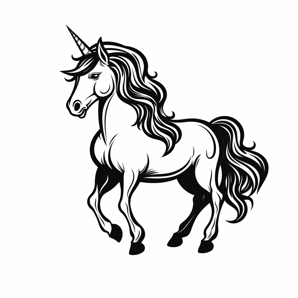 Black and White Unicorn Illustration