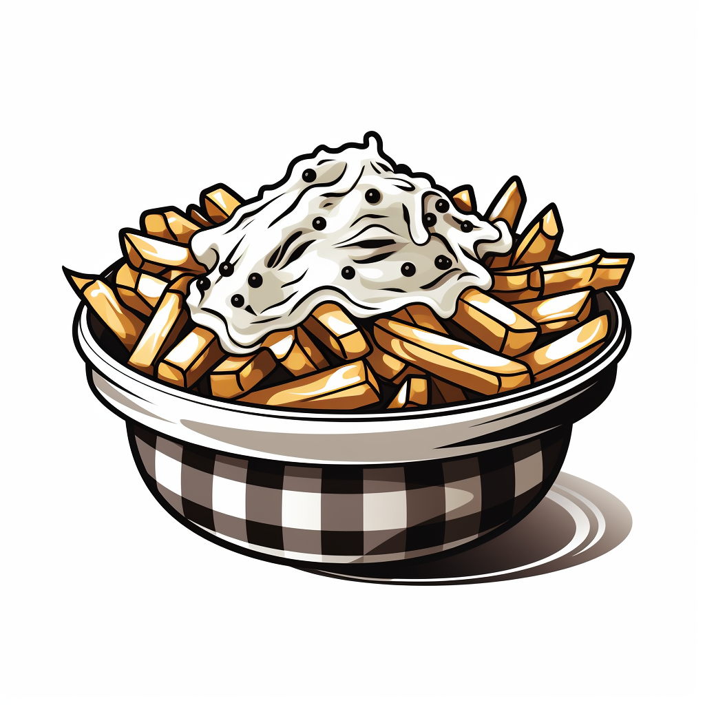 Black and white poutine icon