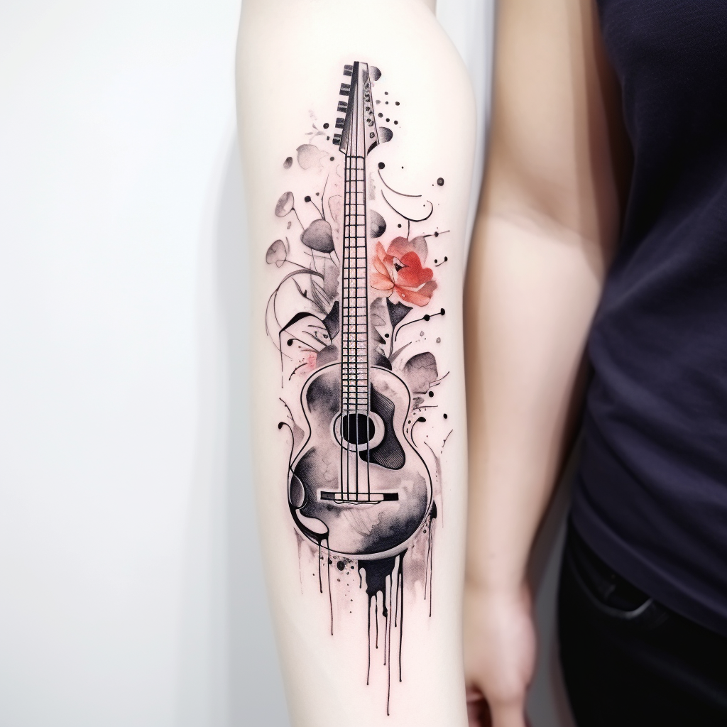 Black and White Watercolor Forearm Tattoo