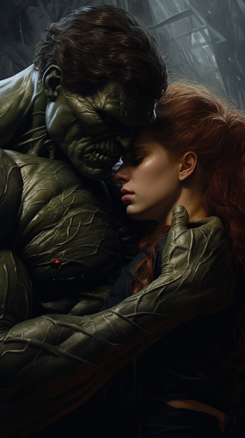 Realistic Black Widow Loves Big Hulk