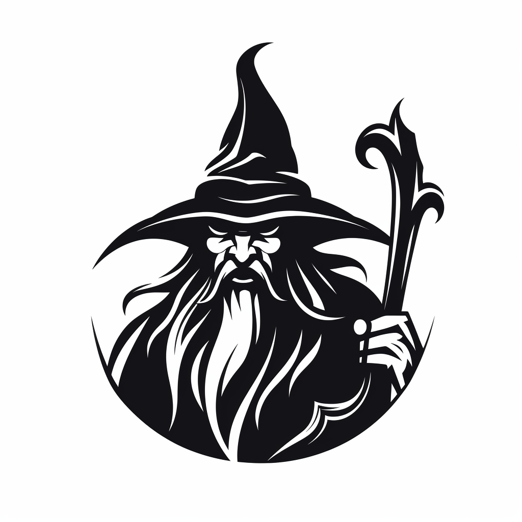 Black wizard logo icon on white background