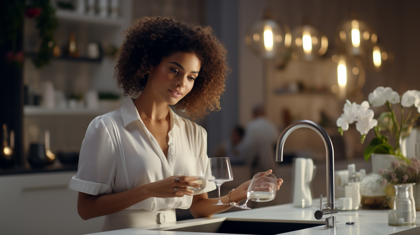 Black woman cooking in luxury kitchen