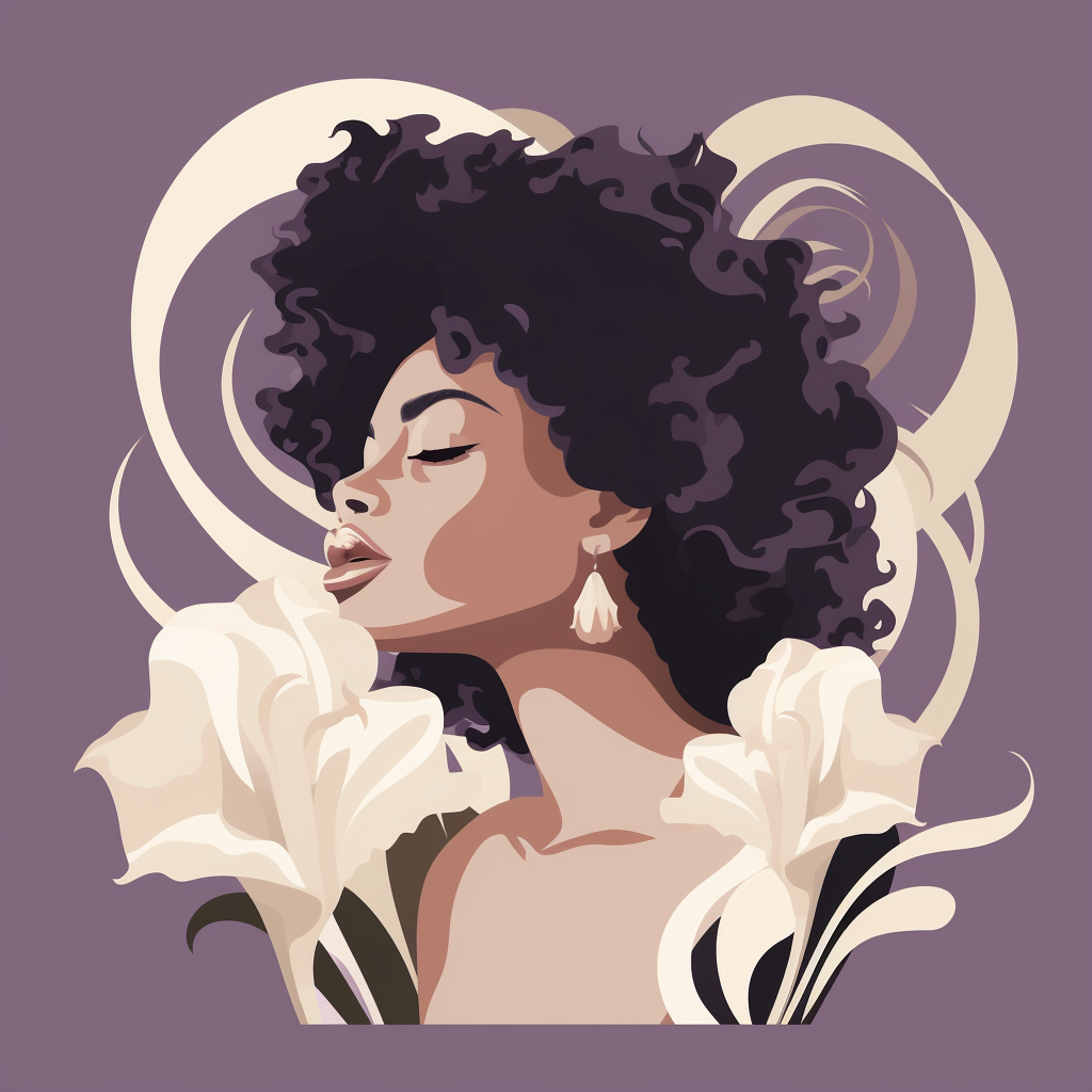 Afro-haired Black Woman with Calla Lilies