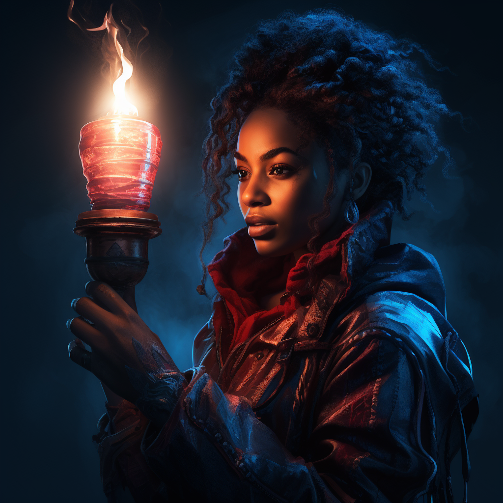 Inspiring 3D Illustration of Black Woman Carrying Torch