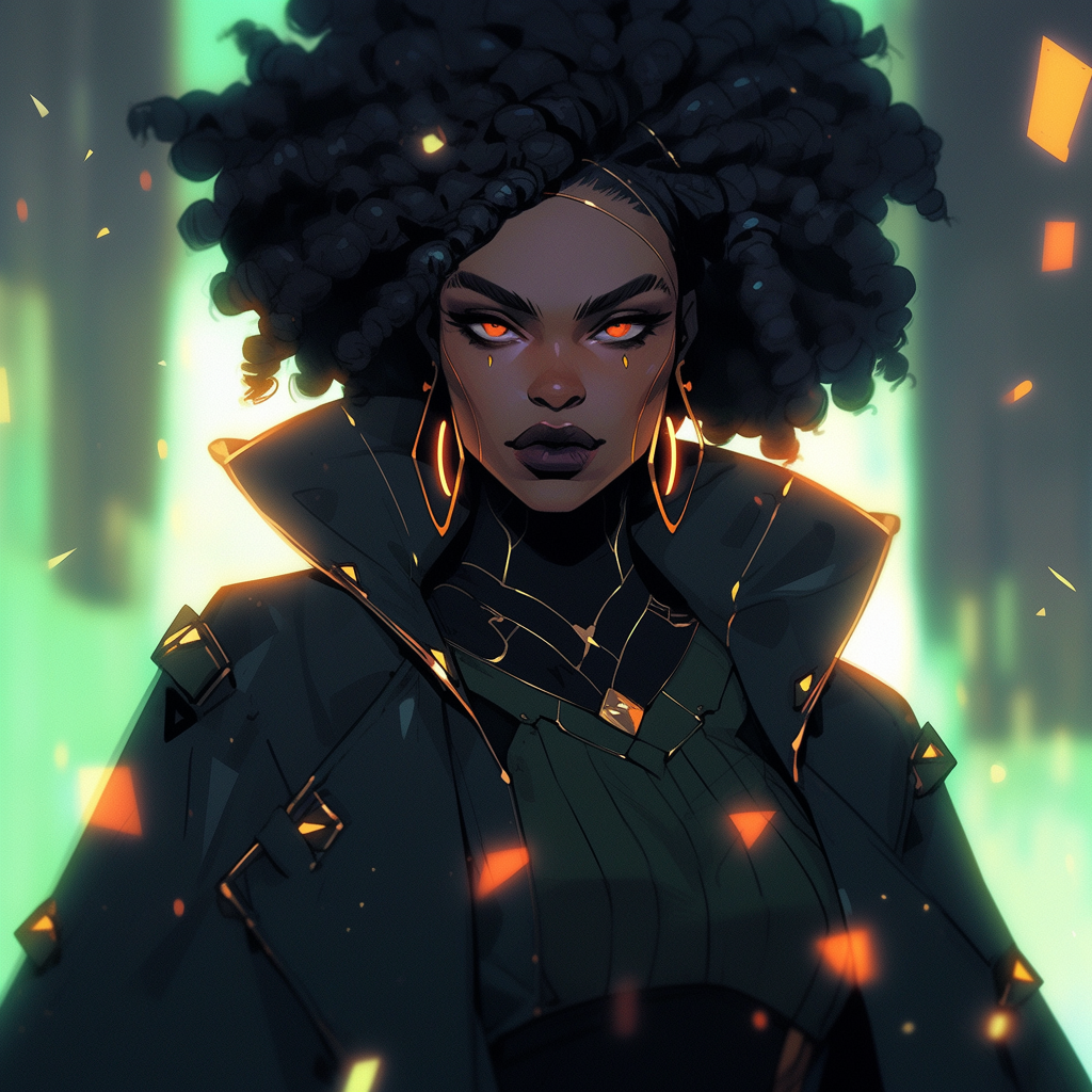 Stylish Black Woman Guardian Controlling Shadows