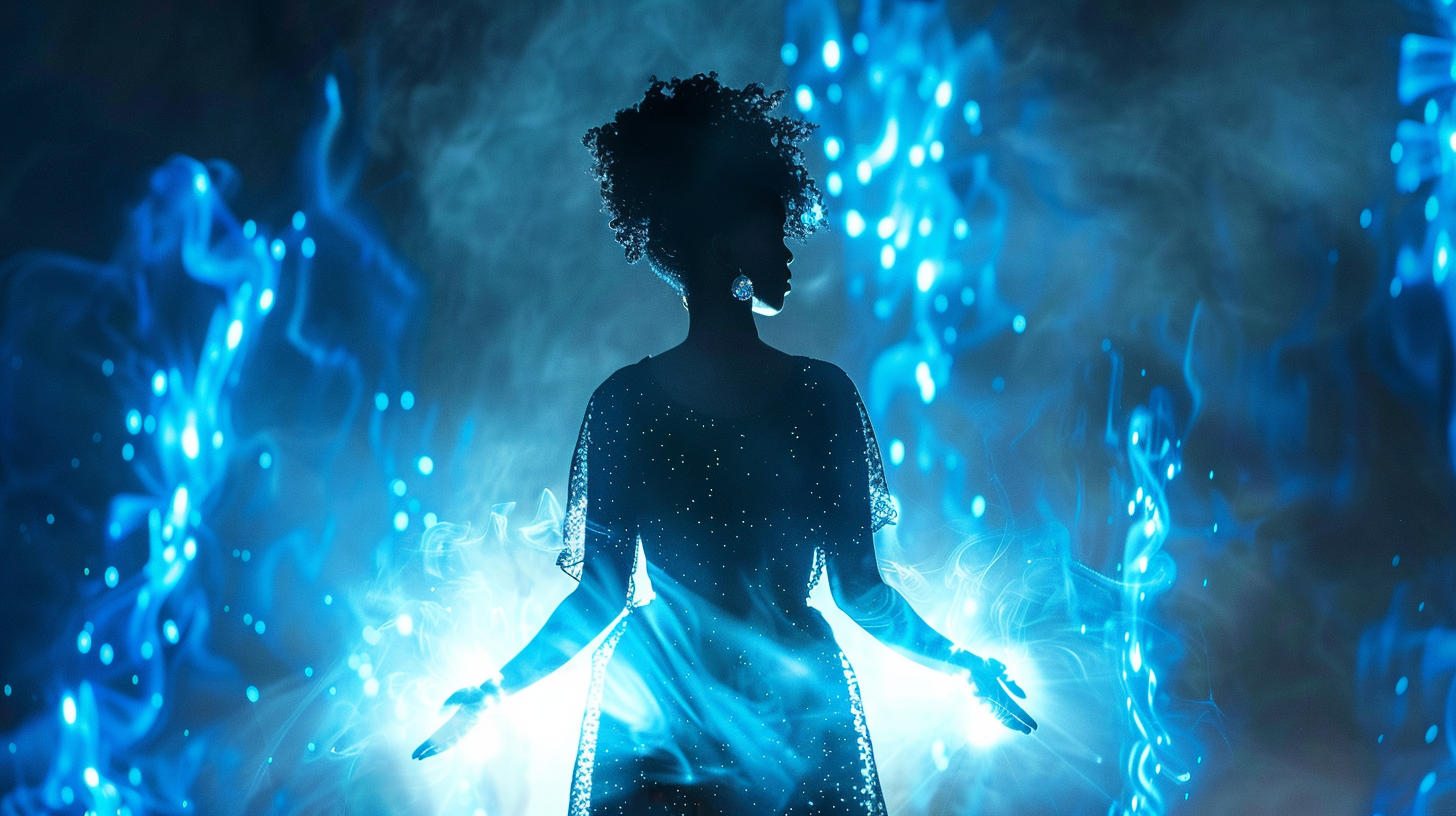 Black woman in dreamy fantasy setting