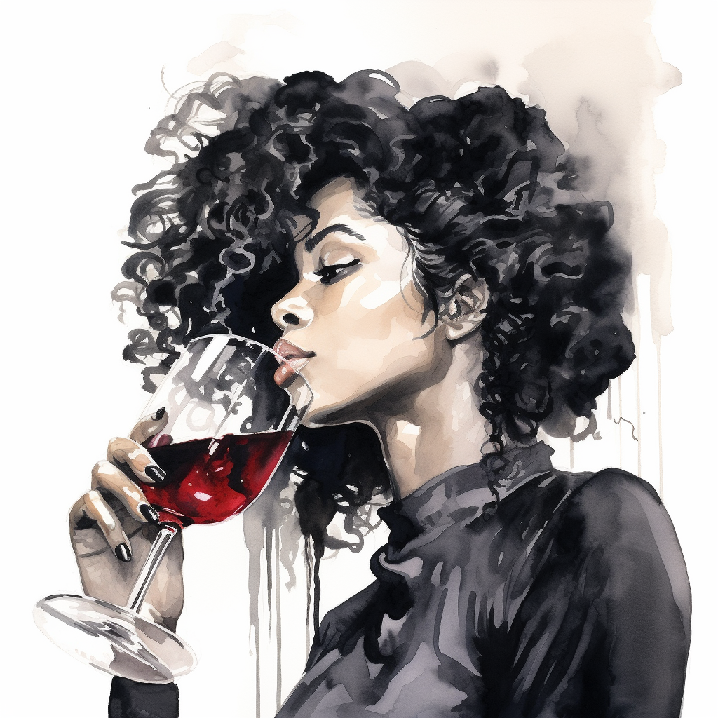 Black woman enjoying red wine