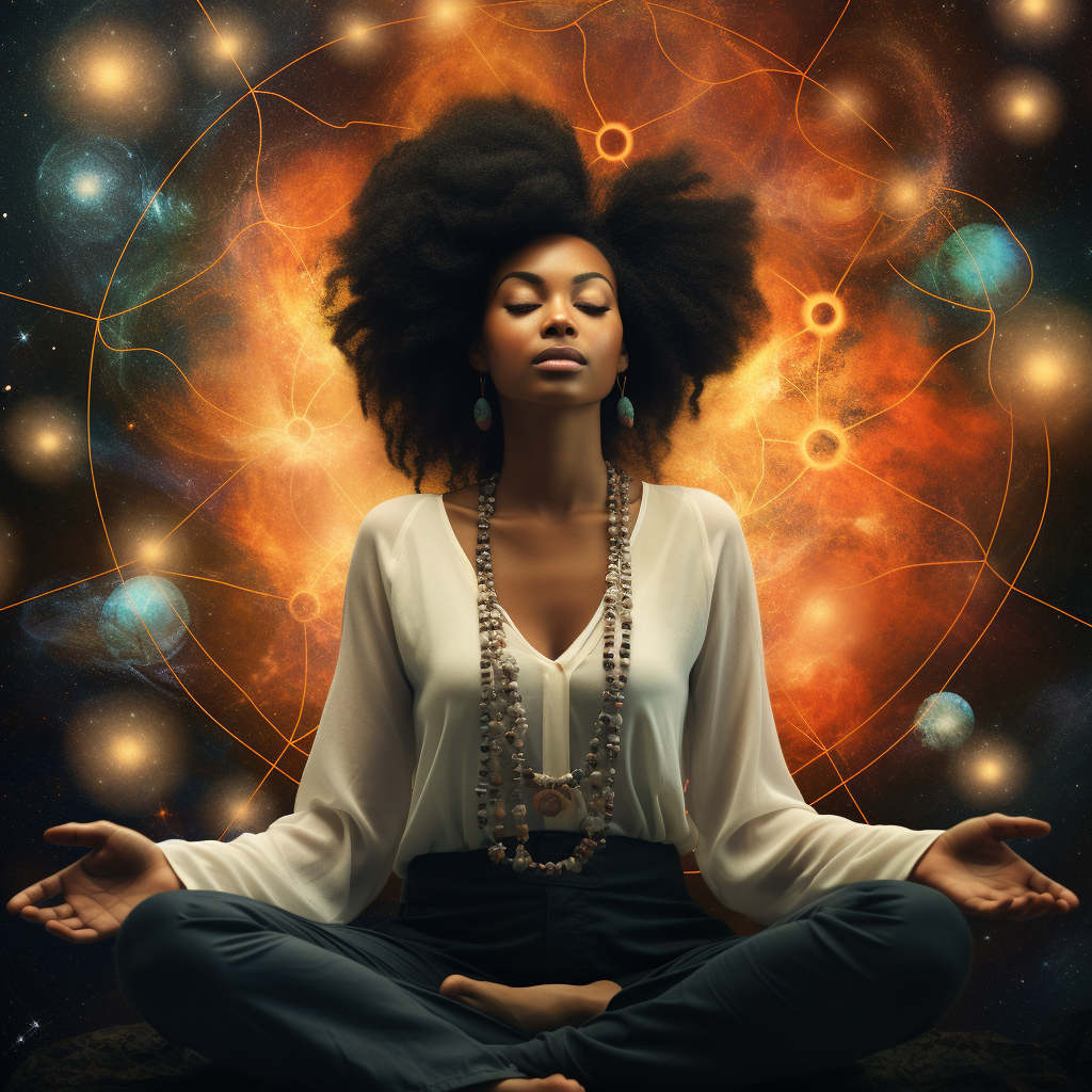 Black woman in meditation or prayer