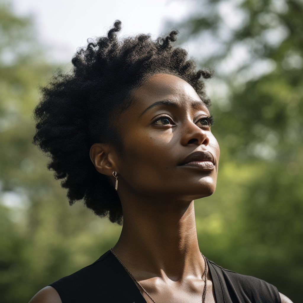 Beautiful black woman posing outdoors