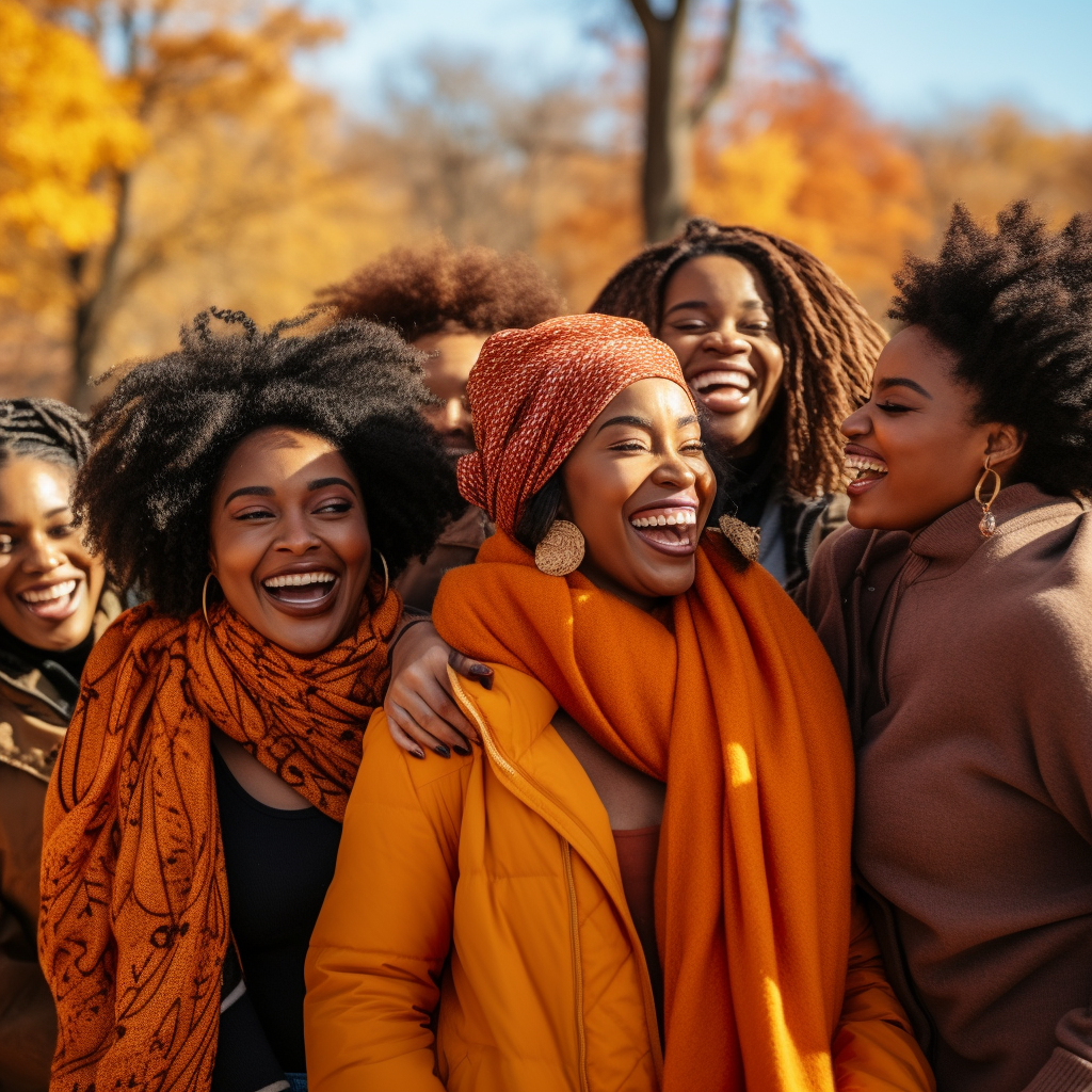 Black women enjoying the fall season