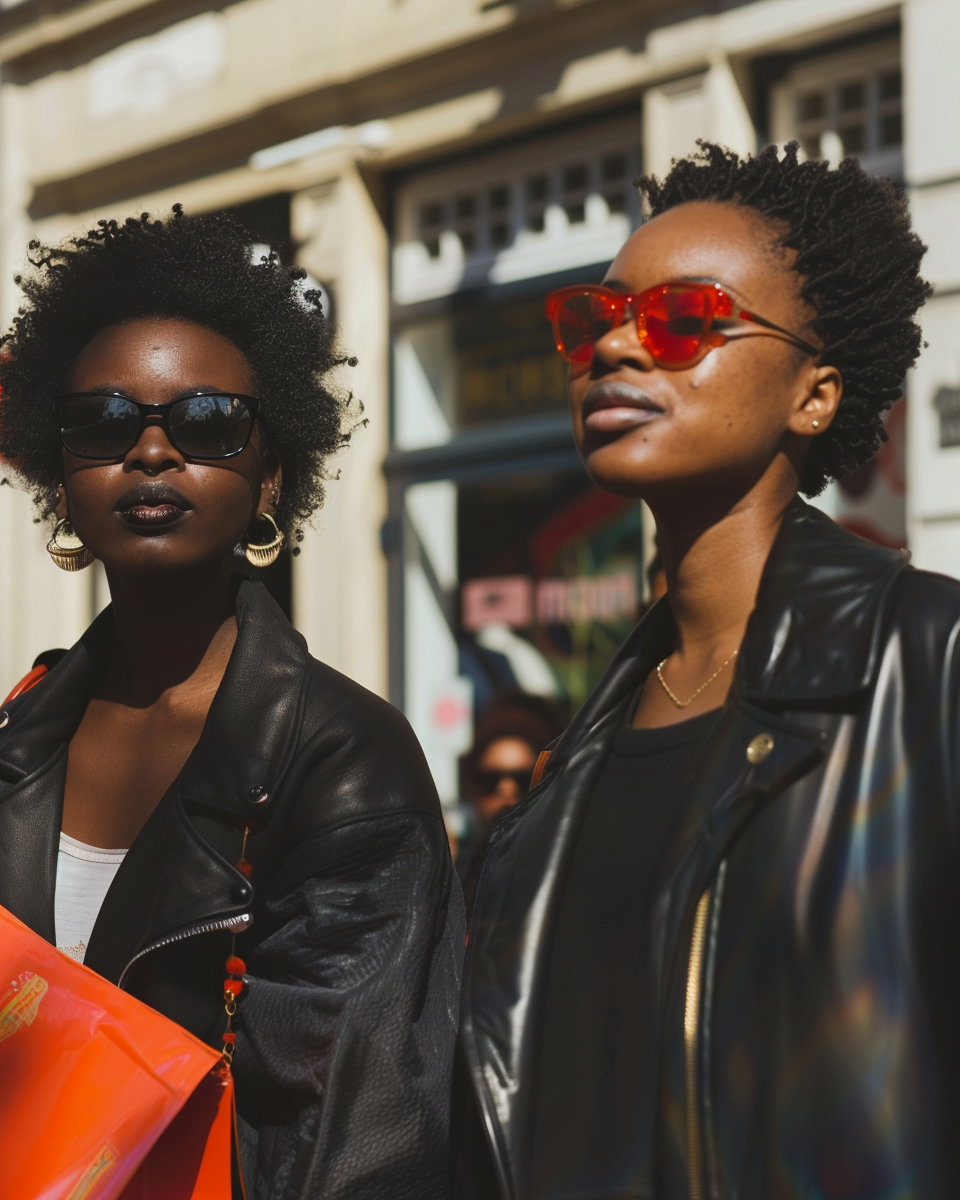 Two women shopping on street