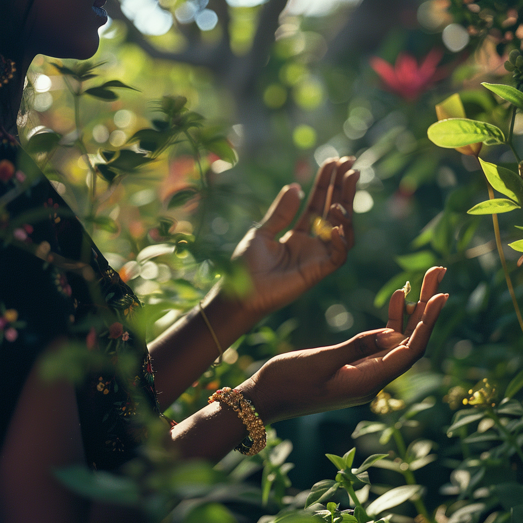 Black women's hands in Gyan Mudra