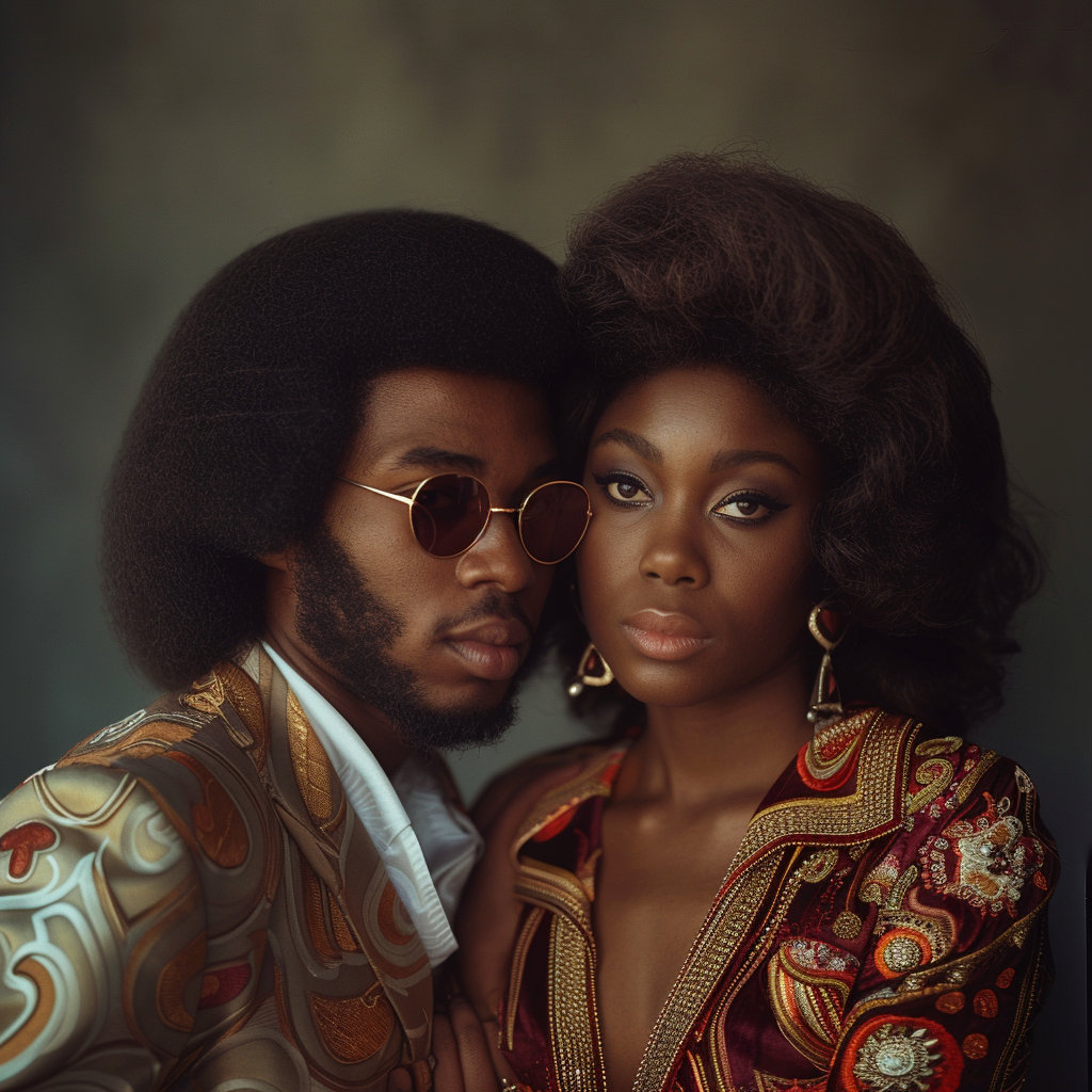 Black couple in 1970s attire