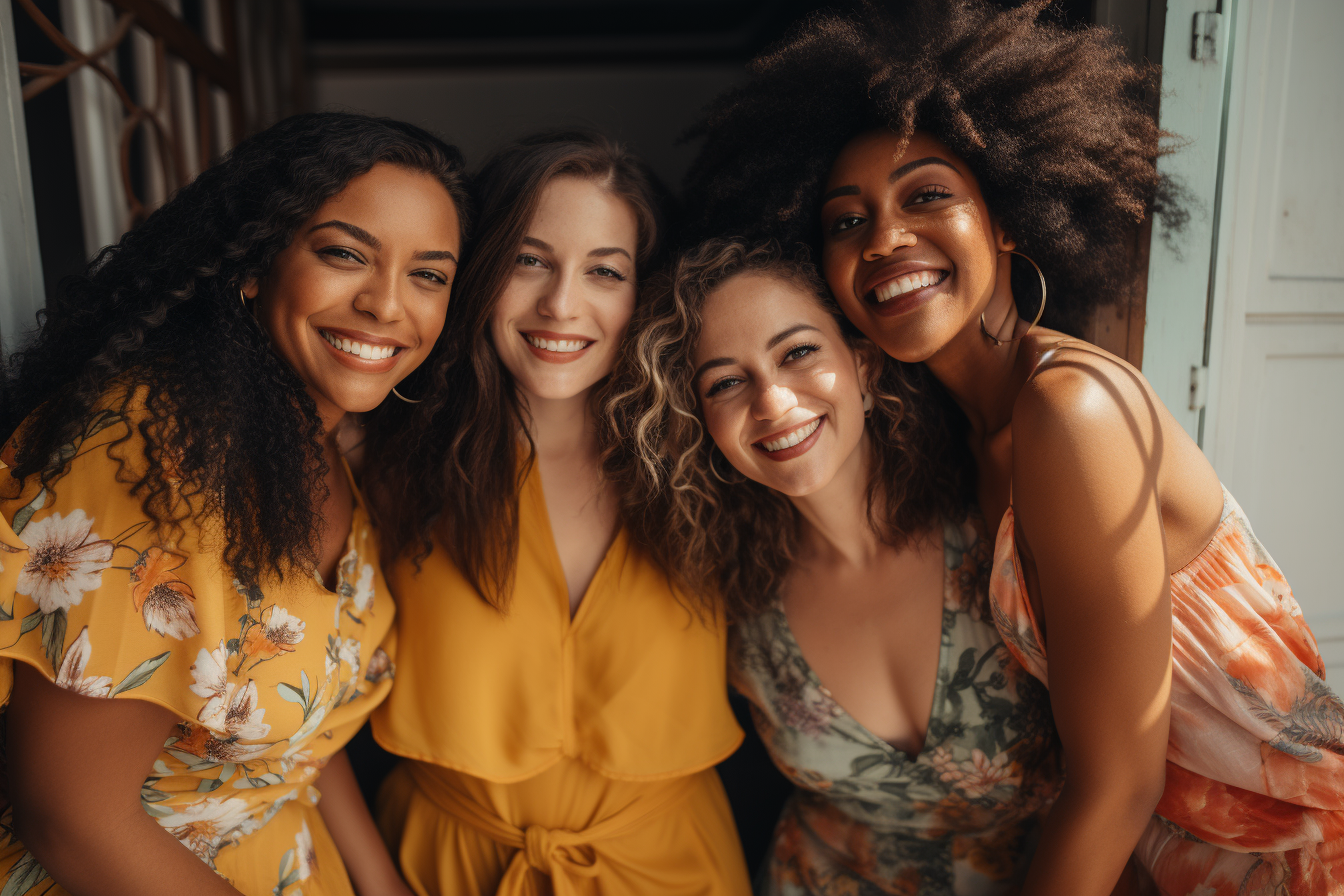 Group of young women building support network