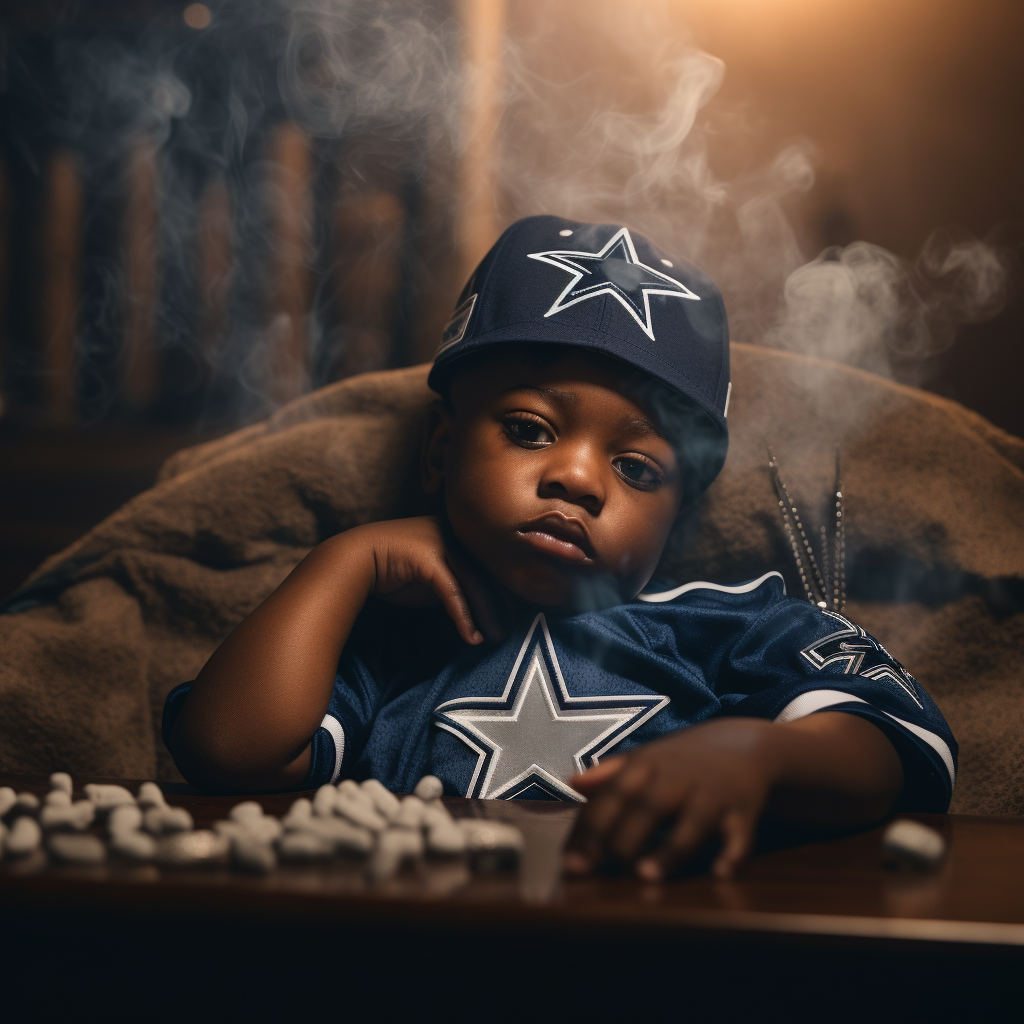 Cute Baby Sleeping with Dallas Cowboys Gear