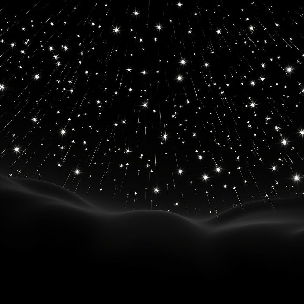 Black background with white stars in a cartoon dreamscape