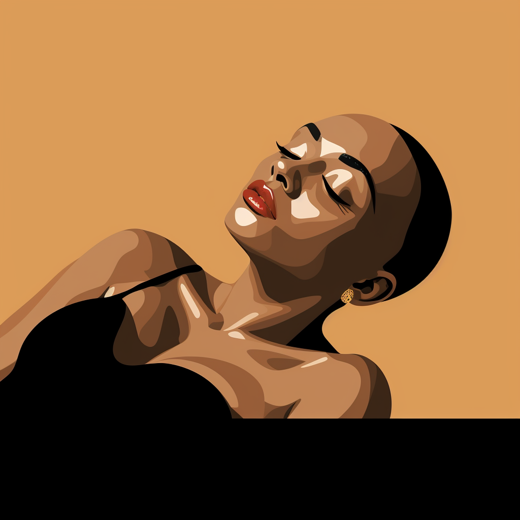 Black bald woman laying on side illustration