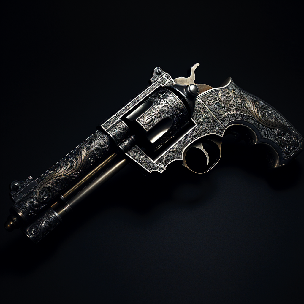 Engraved Revolver with Dagger Grip