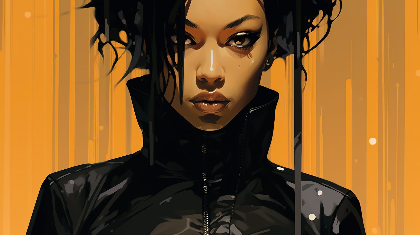 Stylish black female assassin illustration