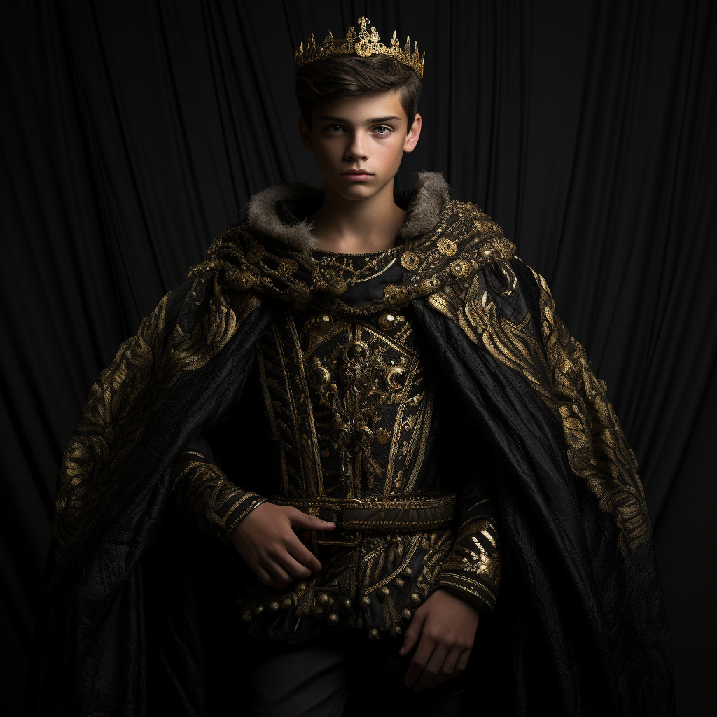 Regal king in black-gold attire