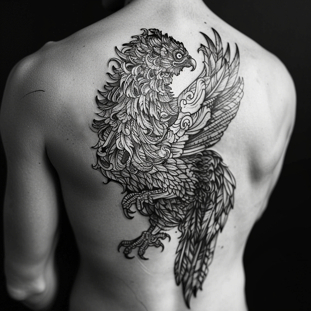 Black Ink Griffin Tattoo Design