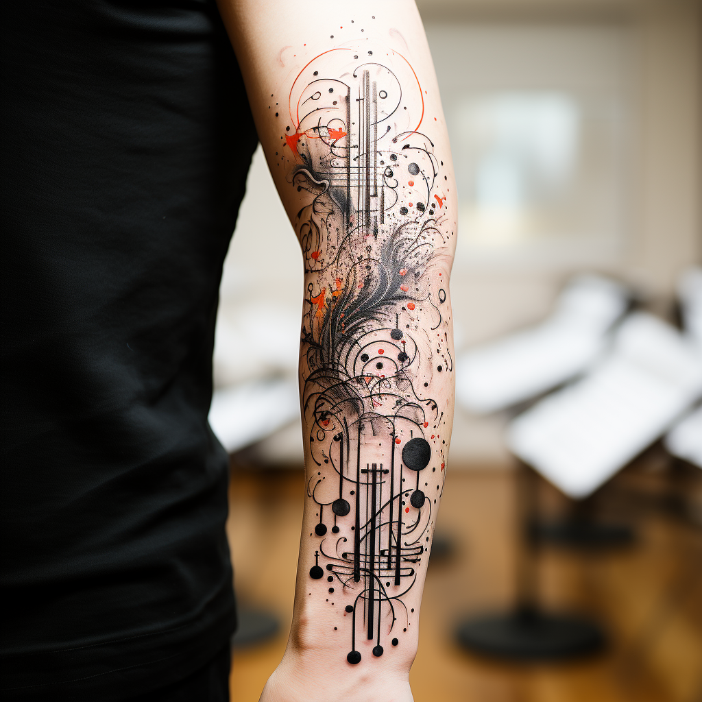 Elegantly flowing musical notes tattoo