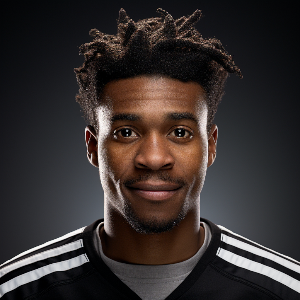 Black Male Ice Hockey Player Headshot