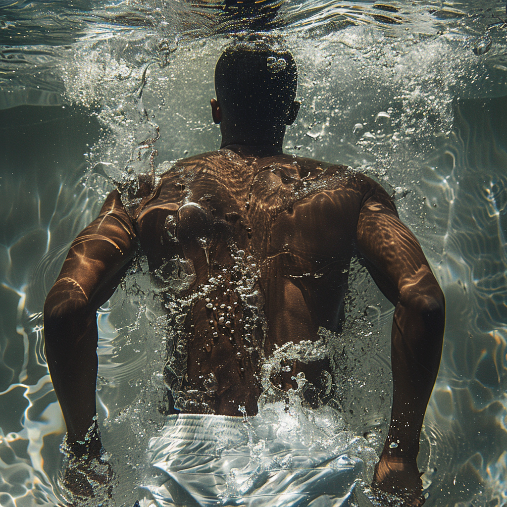 Black Man Gym Underwater Sinking