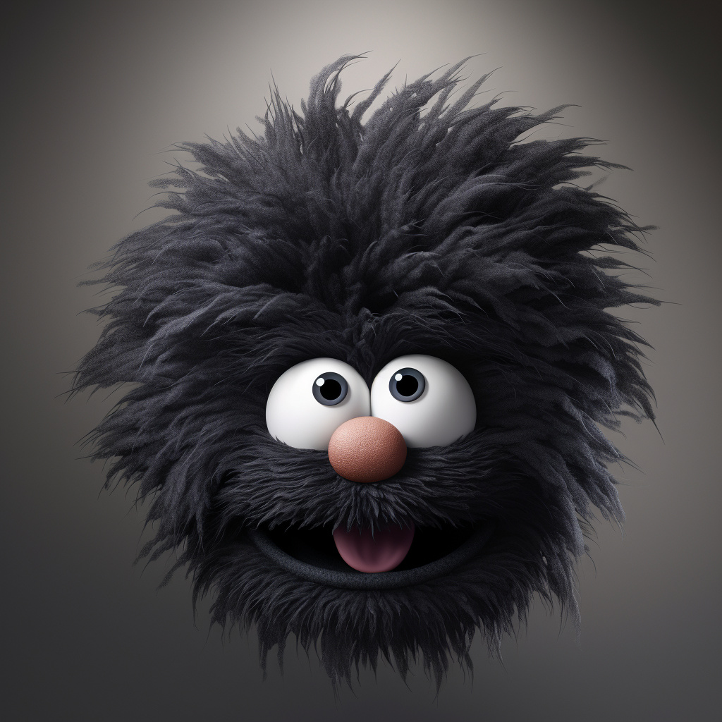 3D black muppet head