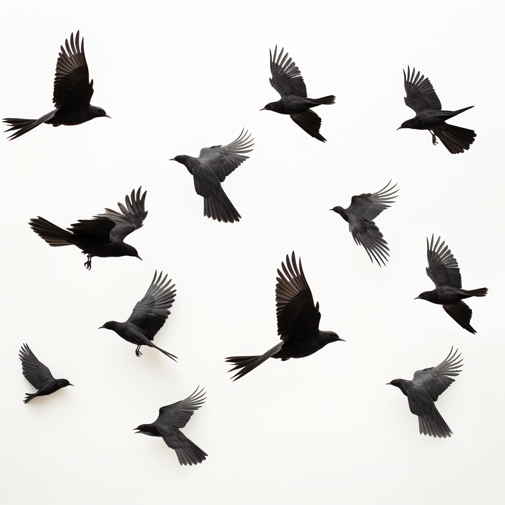 Graceful Black Birds in Motion