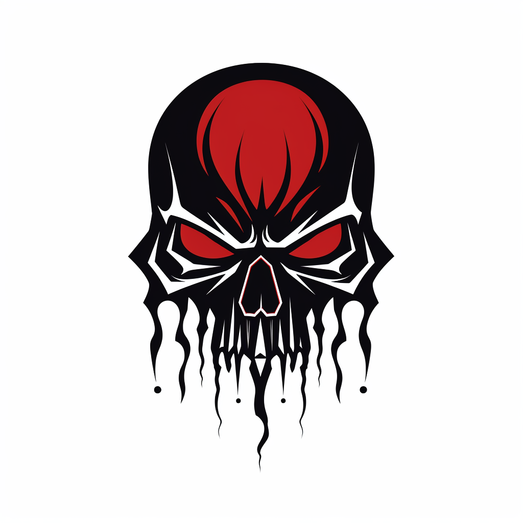 Black Skull logo with red blood on white background