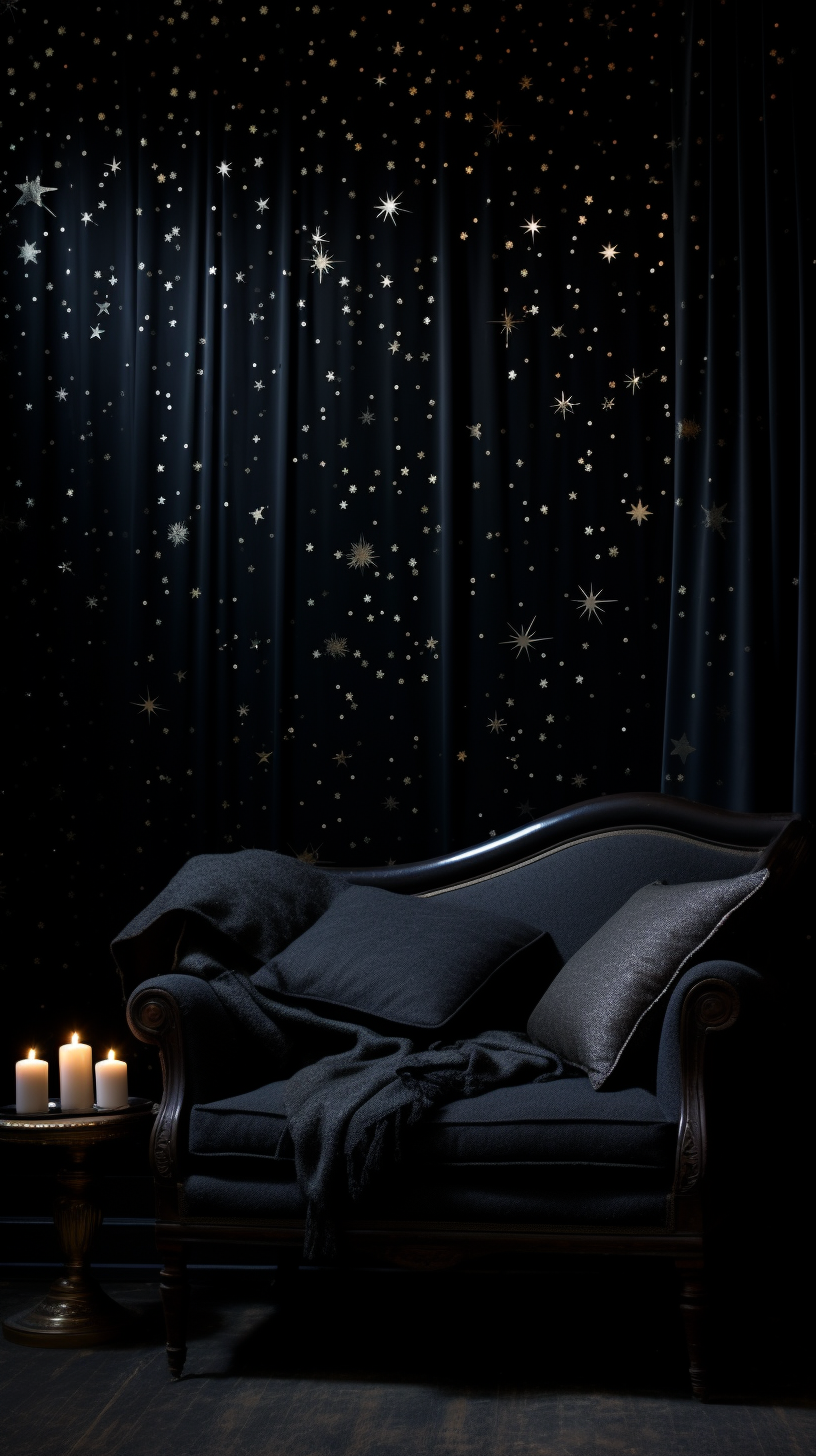 Gentle shimmering black wallpaper with sparkling stars