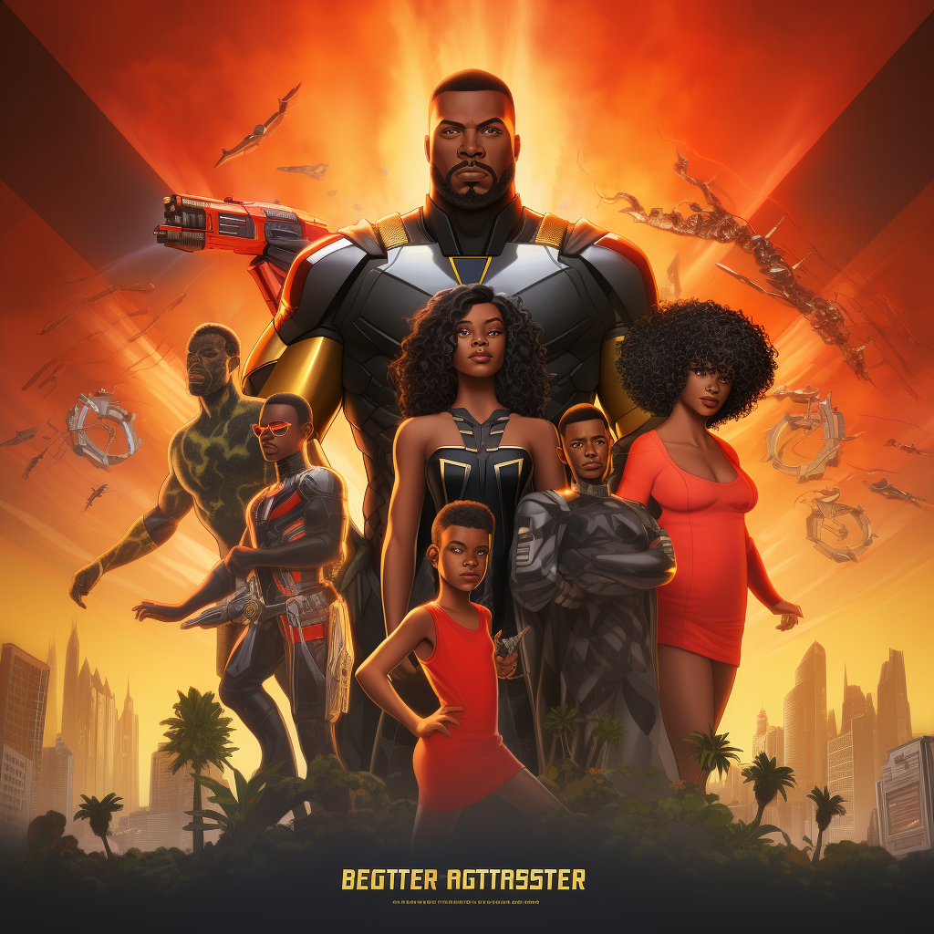 Image of a Strong Black Superhero Family