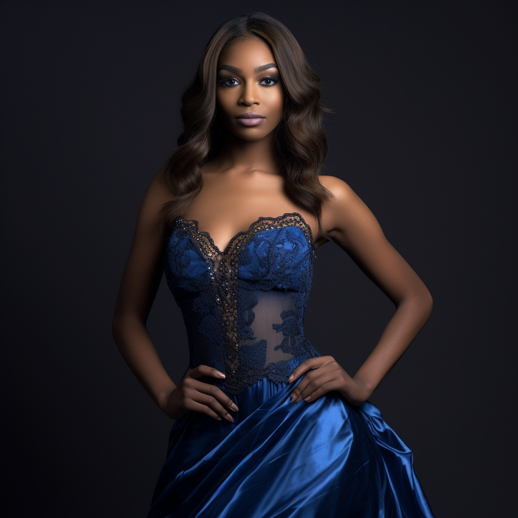 Beautiful Transgender Woman in Blue Formal Dress