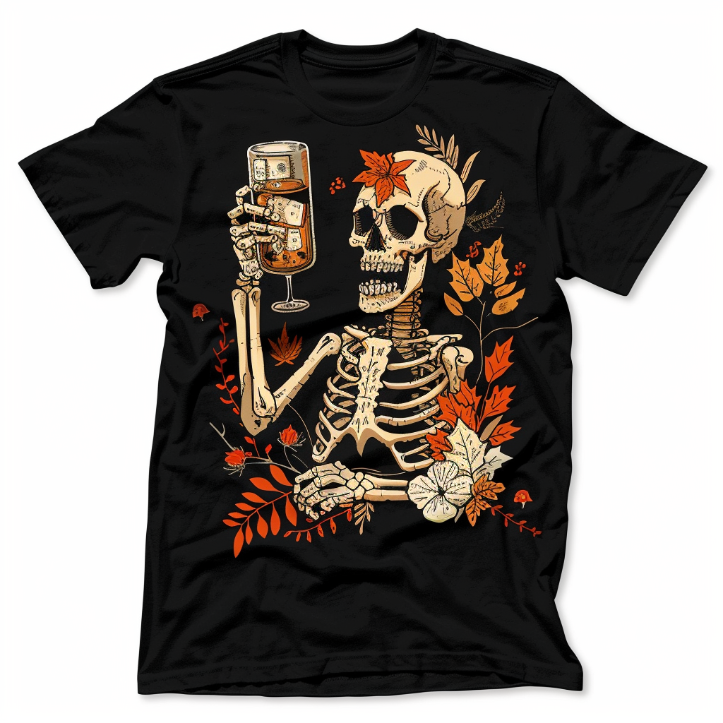 Skeleton Design on Black T-Shirt