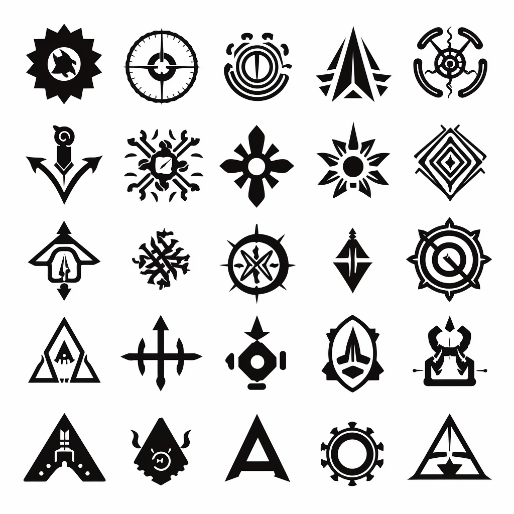 Black vector symbols for Dungeons & Dragons