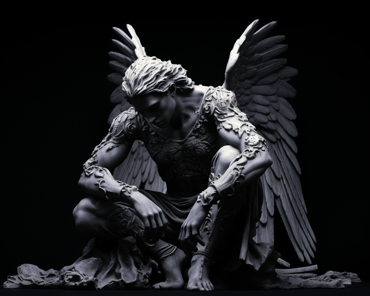 Black and White Angel Sculpture Side