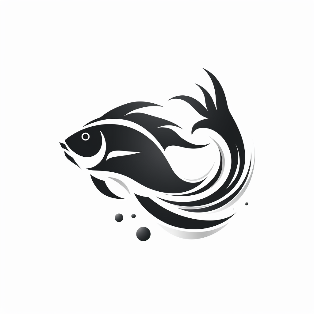 Beautiful black and white fish logo